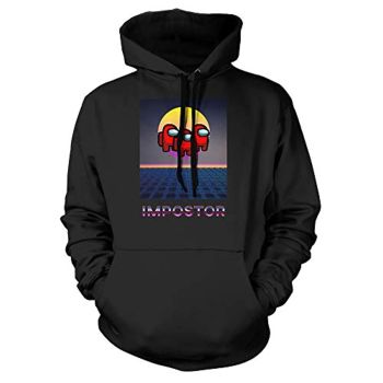 Video Game Among Us Hoodie &#8211; 3D Print Black Impostor Pullover Drawstring Hoodie