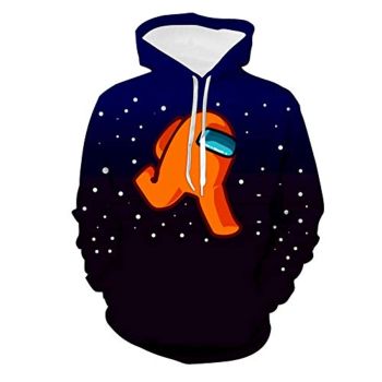 Video Game Among Us Hoodie &#8211; 3D Print Black Pullover Drawstring Hoodie