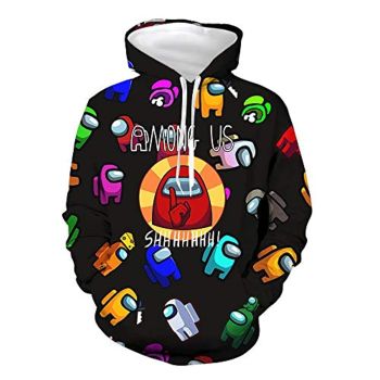 Video Game Among Us Hoodie &#8211;  3D Print Colorful Shhhhh Casual Pullover Drawstring Hoodie