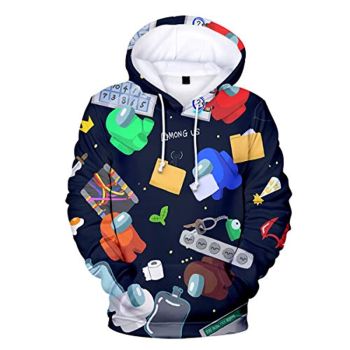 Video Game Among Us Hoodie &#8211; 3D Print Drawstring Pullover Hoodie