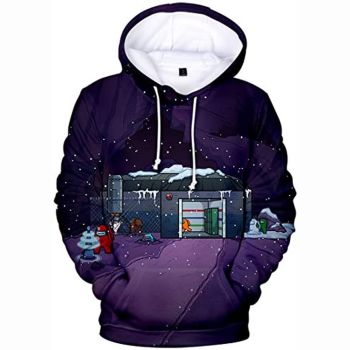 Video Game Among Us Hoodie &#8211; 3D Print Drawstring Pullover Sweater with Pocket