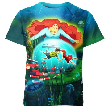 Whimsical Ponyo: Studio Ghibli Green Shirt