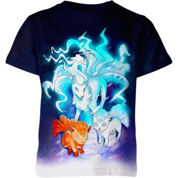 Vulpix's Arctic Embrace - Brilliant Blue Vulpix and Ninetales Shirt