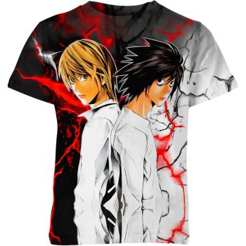 Dynamic Black and White Light Yagami And L From Death Note Shirt