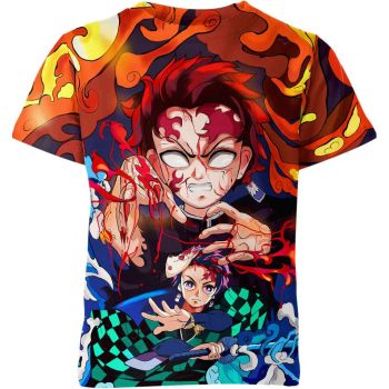 Tanjiro Kamado From Demon Slayer Shirt - Orange-Blue-Multi