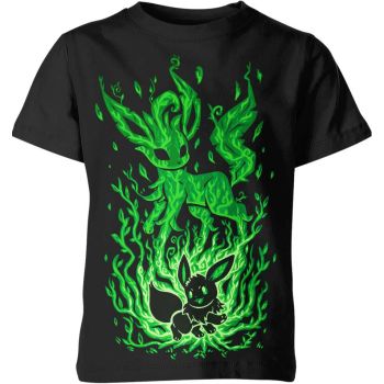 Shadowy Black Eevee And Leafeon From DQS Shirt Embrace Lively Harmony!