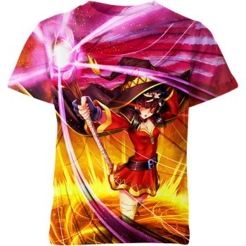 Charming Pink and Yellow Megumin from Konosuba Shirt