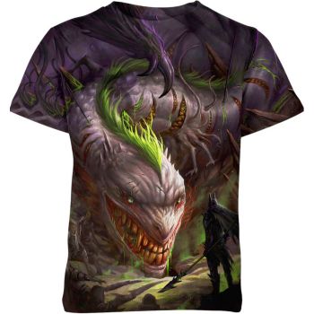 Dark Knight Batman Vs Wrym Joker Shirt - Clash of Icons in Mysterious Gray