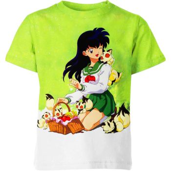 Adventurous Companions - Kagome Higurashi and Kilala Inuyasha Shirt in Teal Green