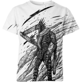 Enigmatic Protector - White Pochita x Denji Chainsaw Devil From Chainsaw Man Shirt