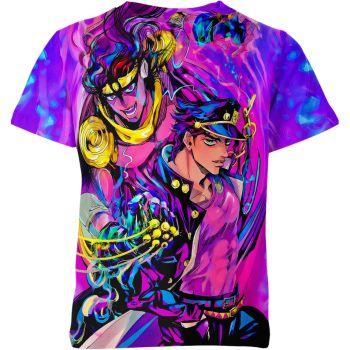 Star Platinum's Aura - Jotaro Kujo and Star Platinum Jojo's Bizarre Adventure Shirt in Regal Purple