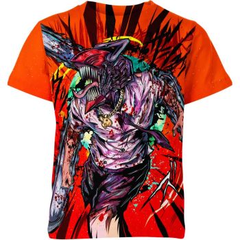 Passionate Alliance - Orange-Red Pochita x Denji Chainsaw Devil From Chainsaw Man Shirt