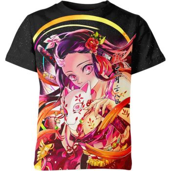 Vibrant Black-Orange Nezuko Kamado From Demon Slayer Shirt