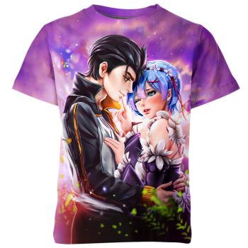 Subaru Natsuki And Rem From Re Zero Shirt - Amethyst Purple