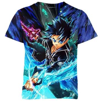 Blue-Silver Swordplay - Kirito From Sword Art Online Shirt in Blue
