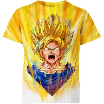 Son Goku's Radiant Yellow, Regal Purple, and Mystical Colorful Shirt