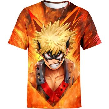 Blazing Passion - Katsuki Bakugo From My Hero Academia Shirt in Fiery Orange