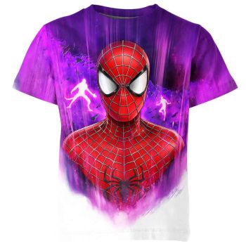 Minimalist : Soft and Trendy Spider-man Man T-Shirt in Purple