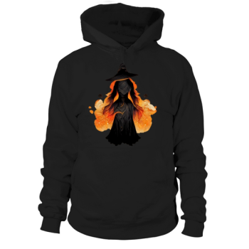 Witch With Fire Magic Halloween Hoodies