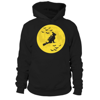 Golden Retriever Witch in Moon Funny Halloween Hoodies