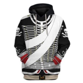  Classical  Black White Skull Pattern Halloween Hoodie