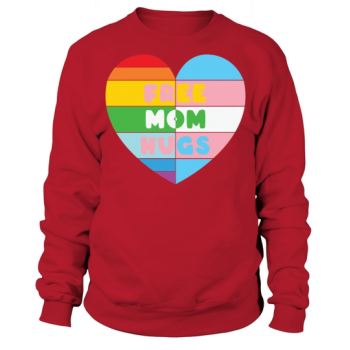 Free Mom Hugs With Rainbow LGBT Sweatshirt