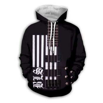 Vintage   Black Strings Pattern Music Hoodie