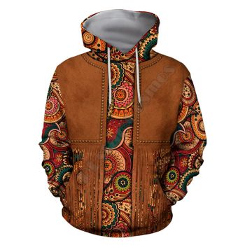 Vintage  Brown Tassels Pattern Indians Hoodie