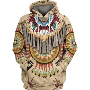 Classical And Elegance Brown Tassels Pattern Indians Hoodie