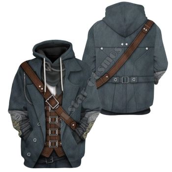 Oversize Blue Belt Pattern Armor Hoodie