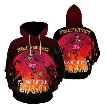 Loose Red Tree Pattern Halloween Hoodie