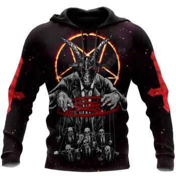 Vintage  Black Red Skull Pattern Skull Hoodie