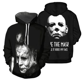  Gorgeous Black Alphabet Horror Characters Pattern Halloween Hoodie