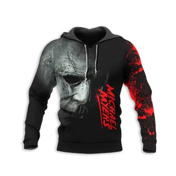  Vintage  Red Black  Scary Clown Pattern Halloween Hoodie