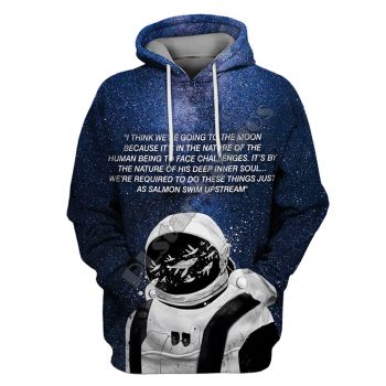 Temperament Blue Fish Pattern Astronauts Hoodie