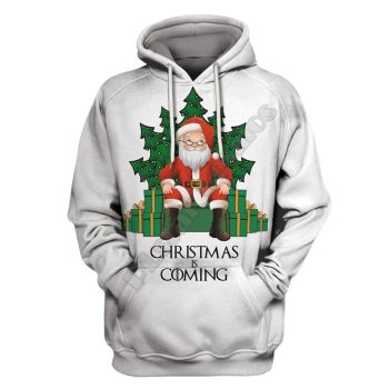  Pretty And Vintage  White Santa Claus Pattern Christmas Hoodie