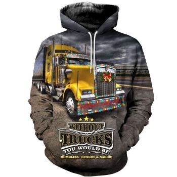Generous And Beautiful Brown Truck Pattern Christmas Hoodie