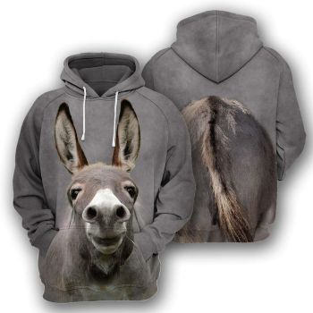  Precious And Cute Grey Donkey Pattern Animals Hoodie