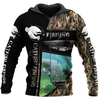 Popular And Vintage Black Fish Pattern Animals Zip-Up Hoodie