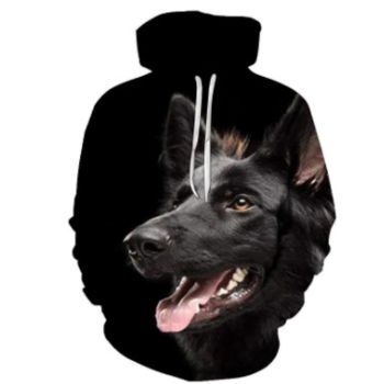 Elegance Black Dog Pattern Animals Hoodie