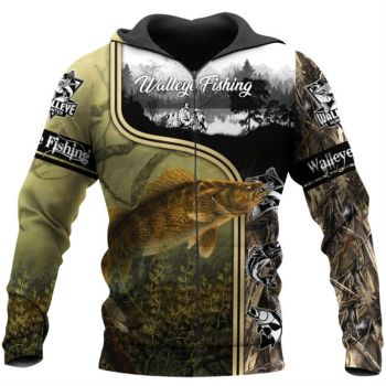 Oversize Yellow Fish Pattern Animals Zip-Up Hoodie