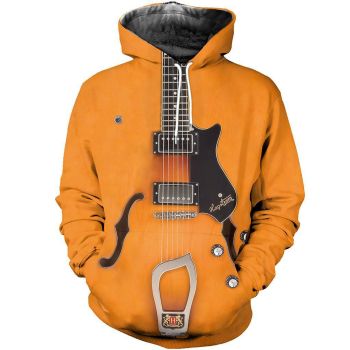 Gorgeous Orange Strings Pattern Music Hoodie