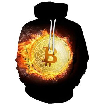 Gorgeous Black Orange Alphabet Pattern Bitcoin Hoodie