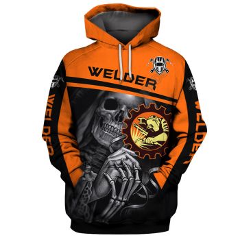 Temperament Black Orange Skull Pattern Halloween Hoodie