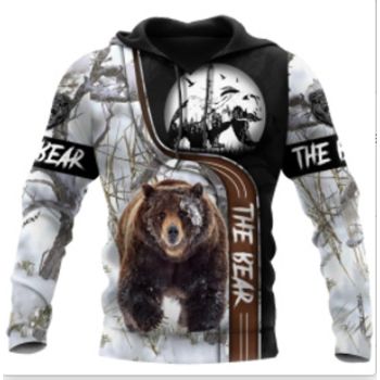 Pretty And Vintage  Black White Bear Pattern Animals Hoodie