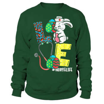 Love Nurse Easter Bunny Eggs Stethoscope Cute Scrub Women Sweatshirt