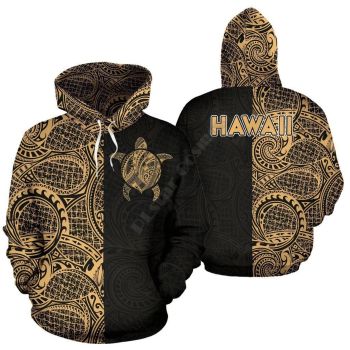 Oversize Black Brown Turtles Pattern Animals Hoodie