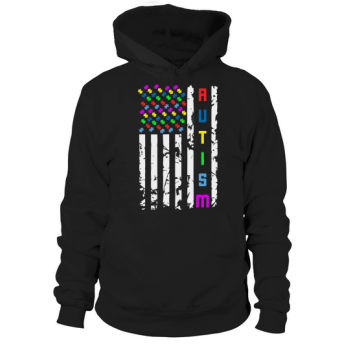 Autism American Flag Autism Awareness Hoodies