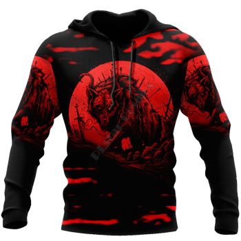 Street Red Wolf Pattern Animals Hoodie