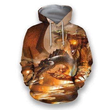 Precious Orange Dragon Pattern Animals Hoodie